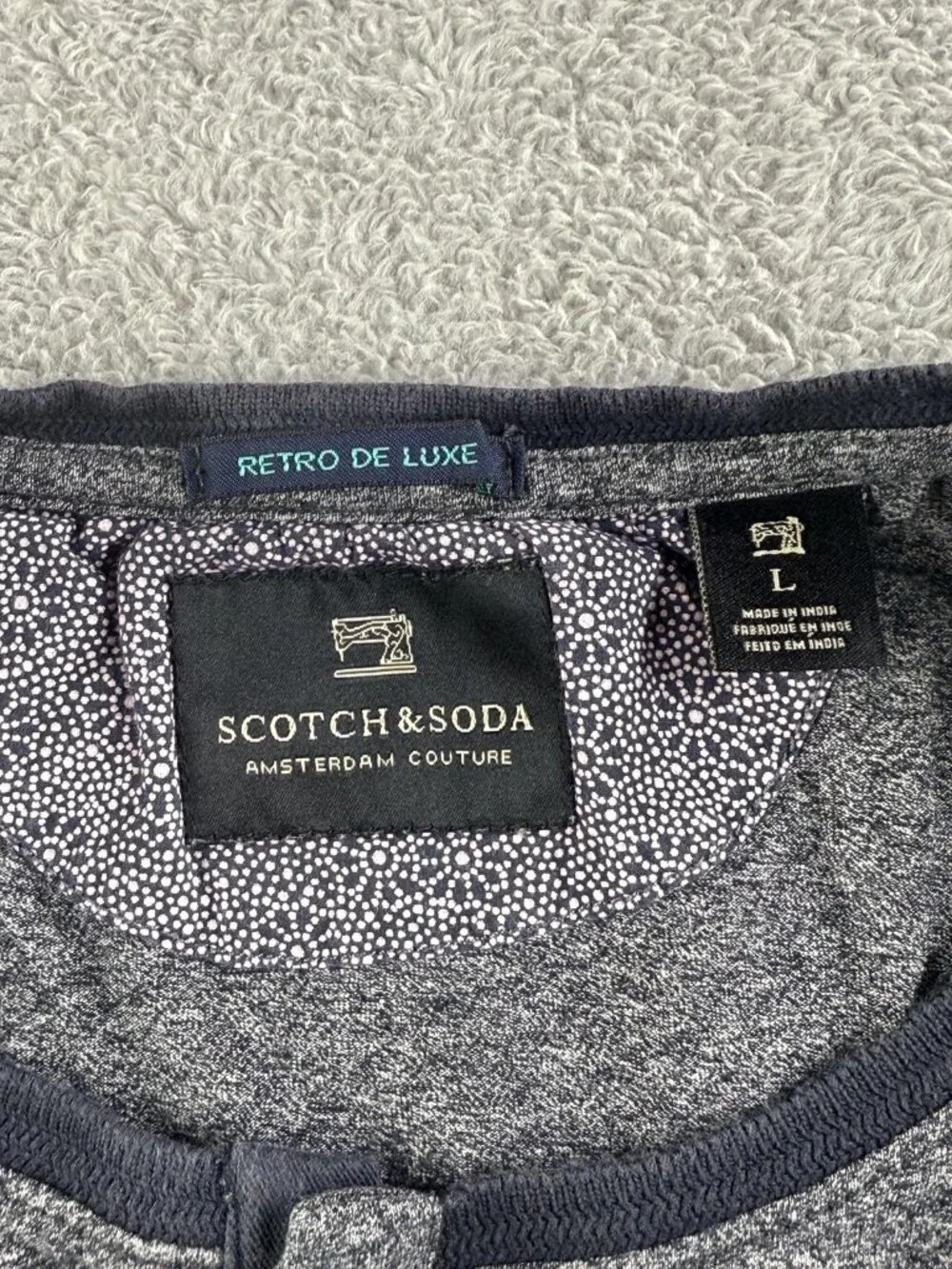 Scotch & Soda Shirt Mens Large Gray Long Sleeve Henley Jersey Knit Top Casual